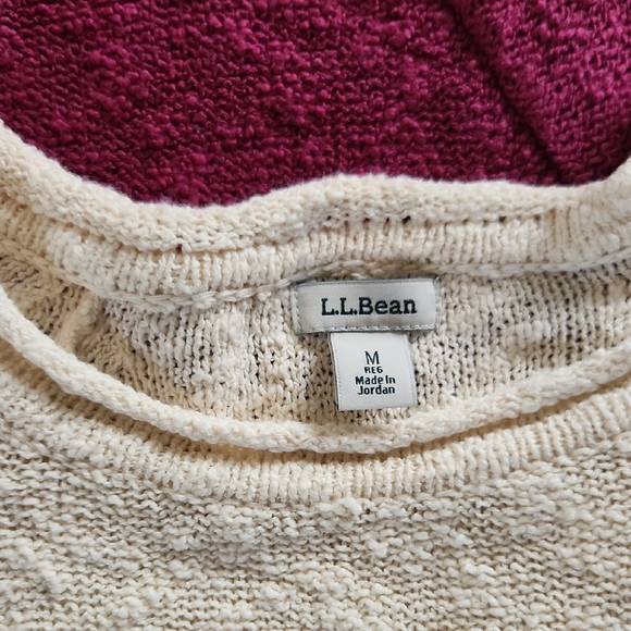 LL Bean Women's Cozy Sweater Set - Cream and Hot Pink - Picture 2 of 3